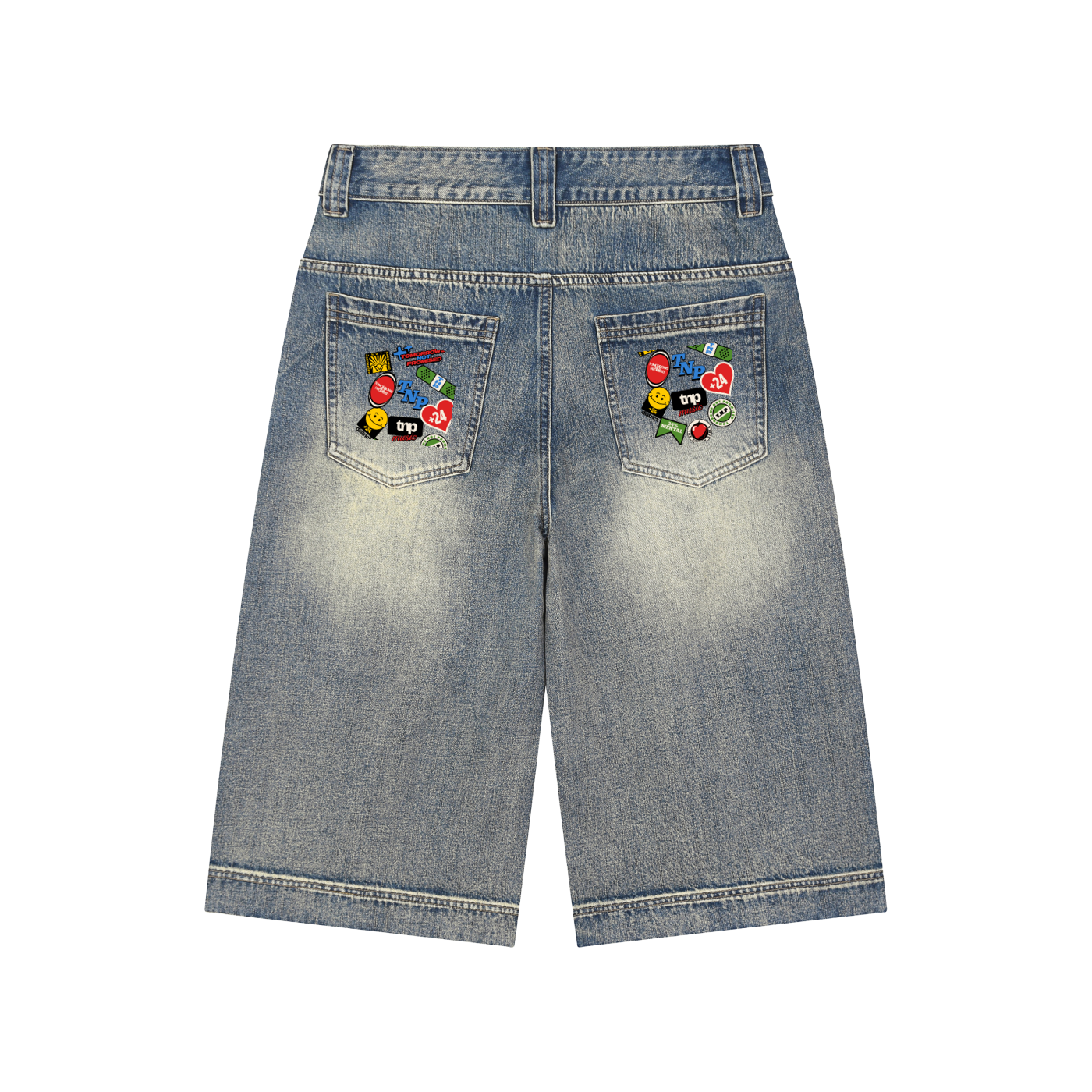 BAG PATCH Vintage Wash Baggy Denim Shorts