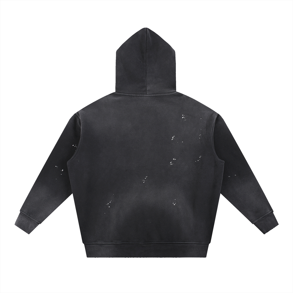trap24 graphic Vintage Washed Frayed Fleece Hoodie