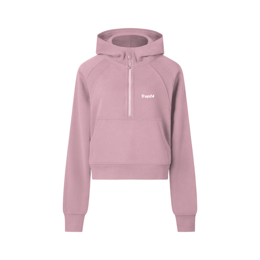 TRAP 24 ACTIVE FIT Cropped Half-Zip Hoodie