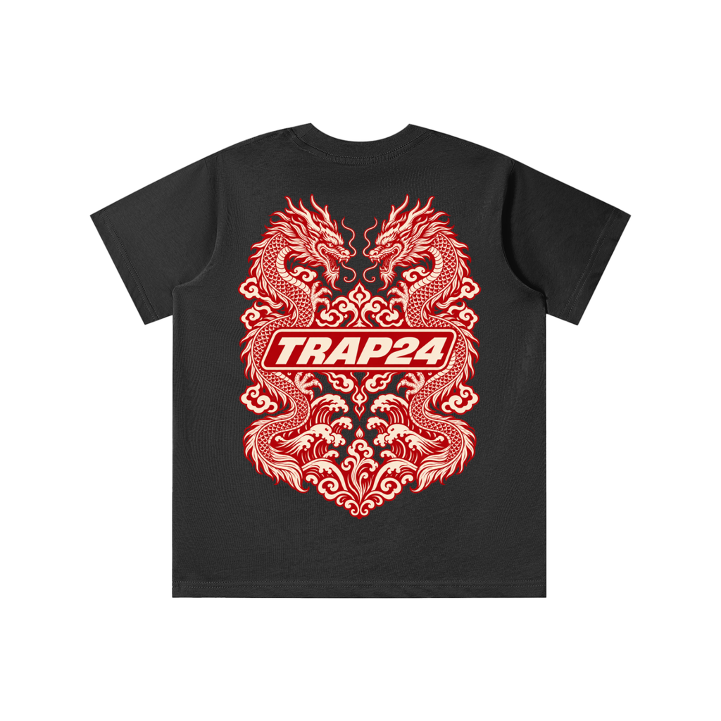 YOUTH Trap24 Graphic T-Shirt - Red Dragon Front And Back Print