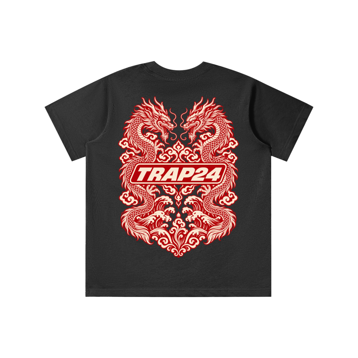 YOUTH Trap24 Graphic T-Shirt - Red Dragon Front And Back Print