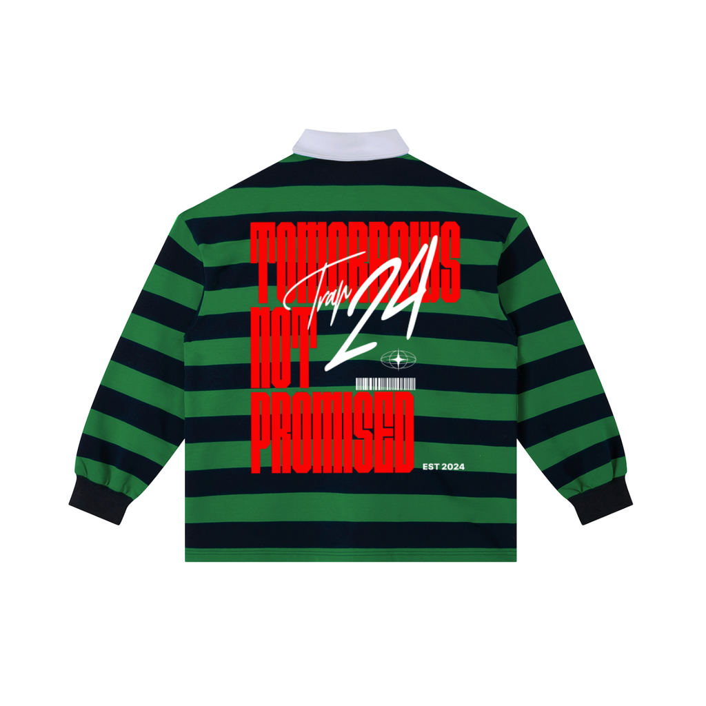rugby graphic Color Block Stripe Polo Shirt