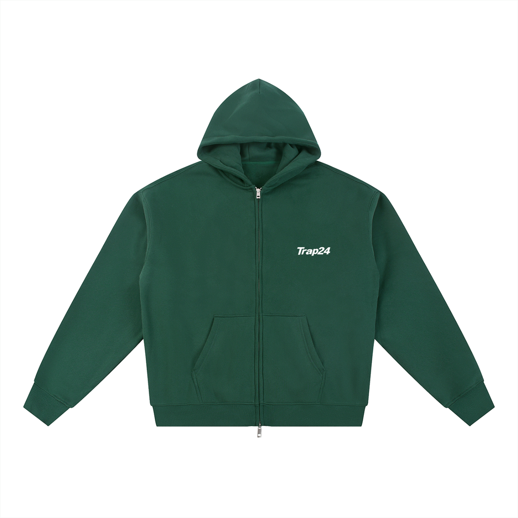 TRAP24 Essential Fleece Zip-Through Hoodie