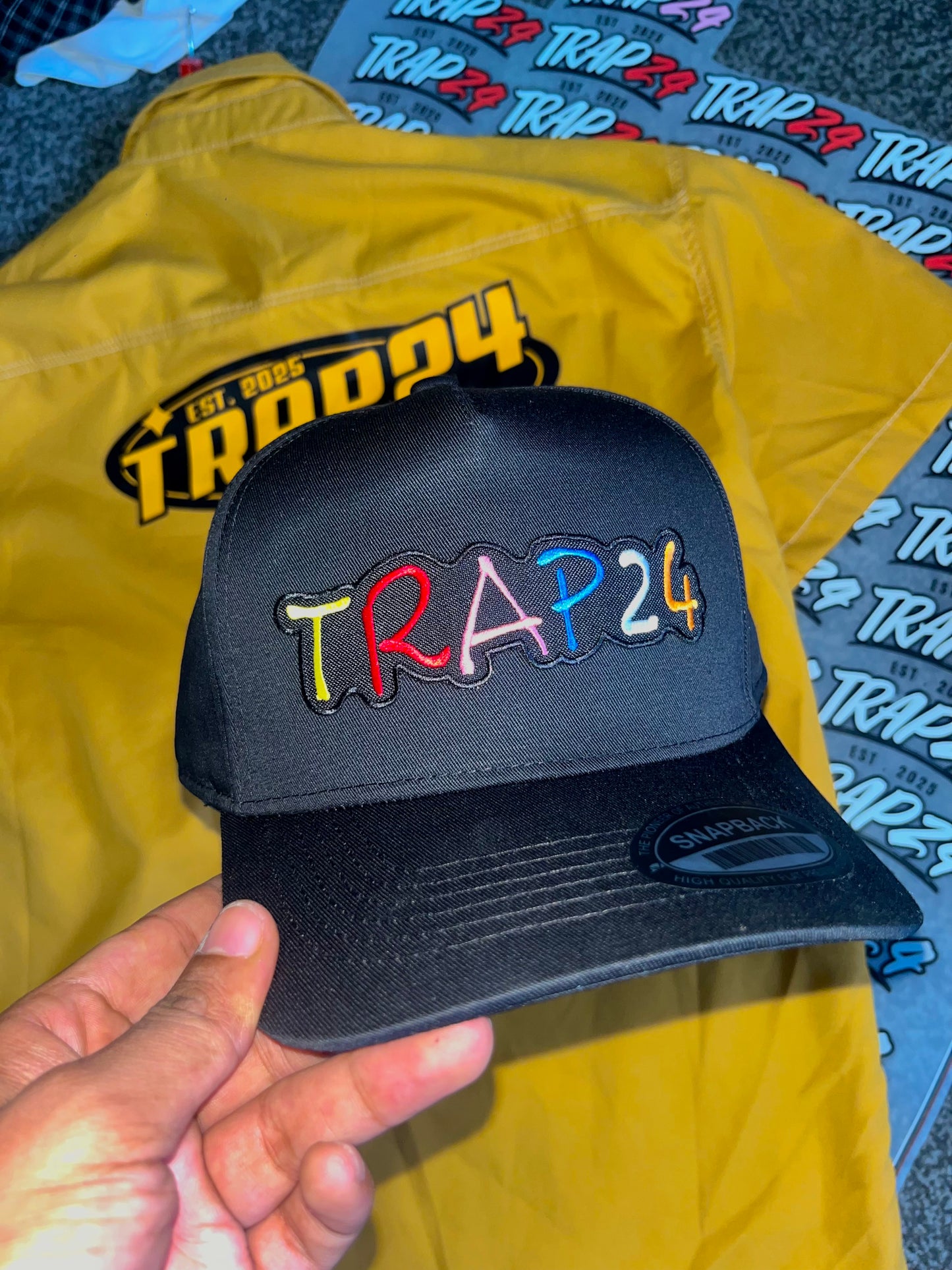 Trap24 Embroidered Fitted cap step 2 COLLECTION (black)
