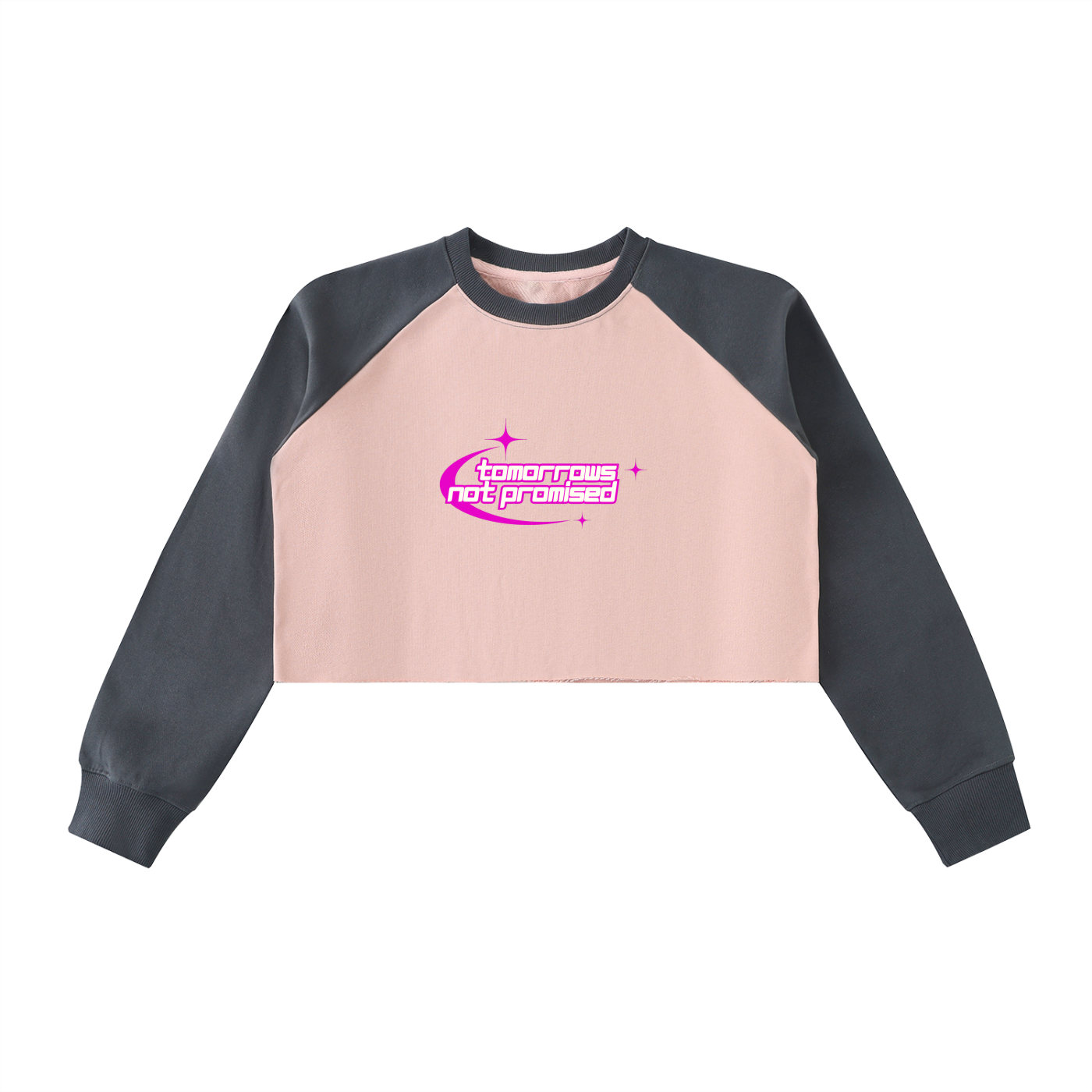 Raw-Hem Color-Block Raglan Crop Sweatshirt