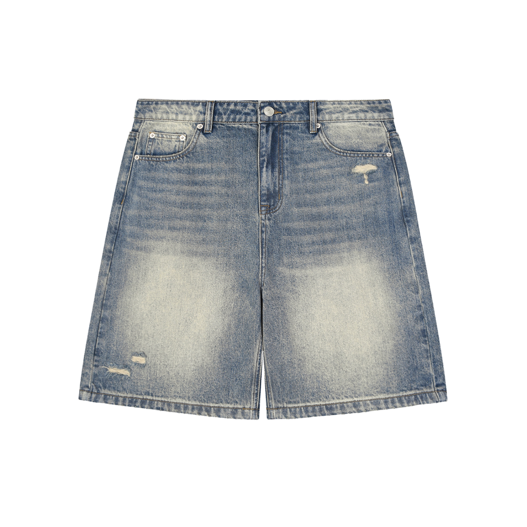 BAG PATCH Faded Distressed Baggy Denim Shorts