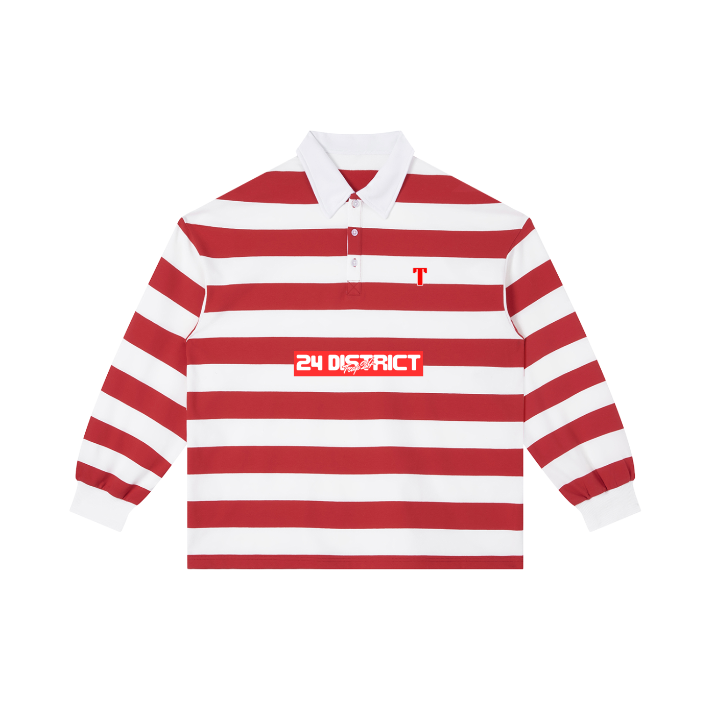 rugby graphic Color Block Stripe Polo Shirt