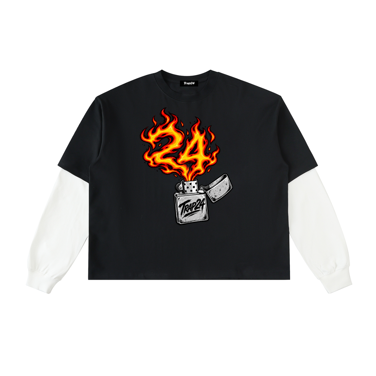 FIRE STARTER Contrast Sleeve Cotton T-Shirt
