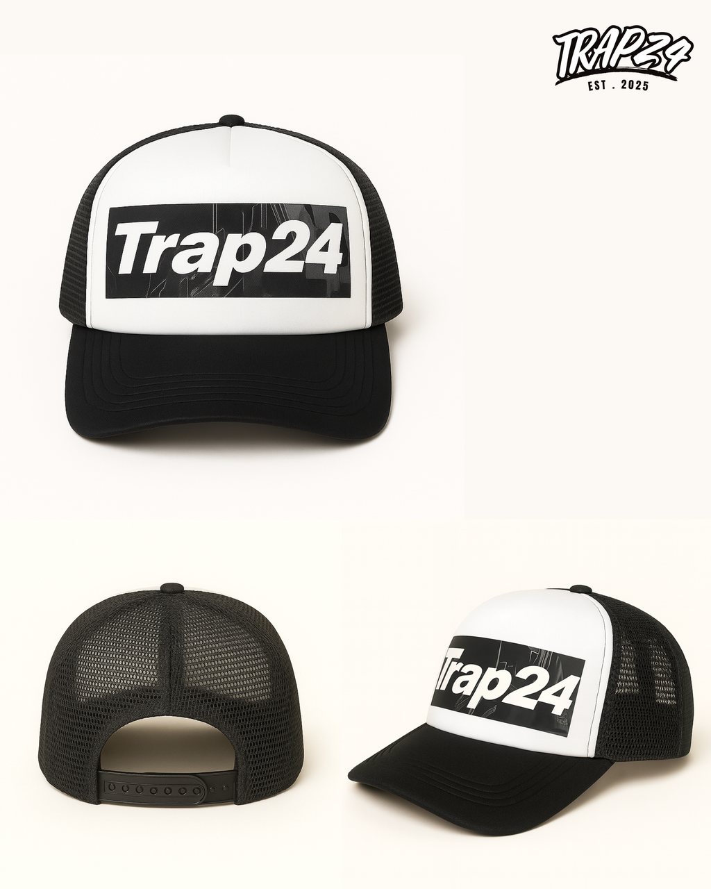 TRAP 24 staple trucker hat (STEP 1)