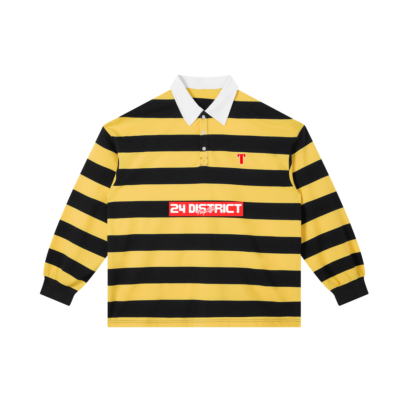 rugby graphic Color Block Stripe Polo Shirt