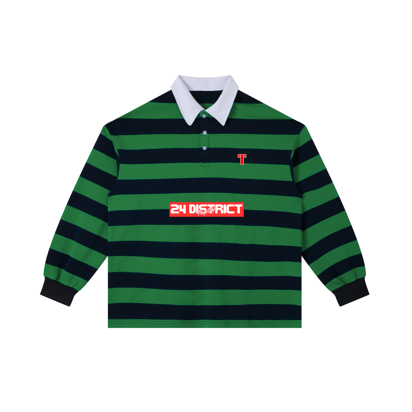 rugby graphic Color Block Stripe Polo Shirt