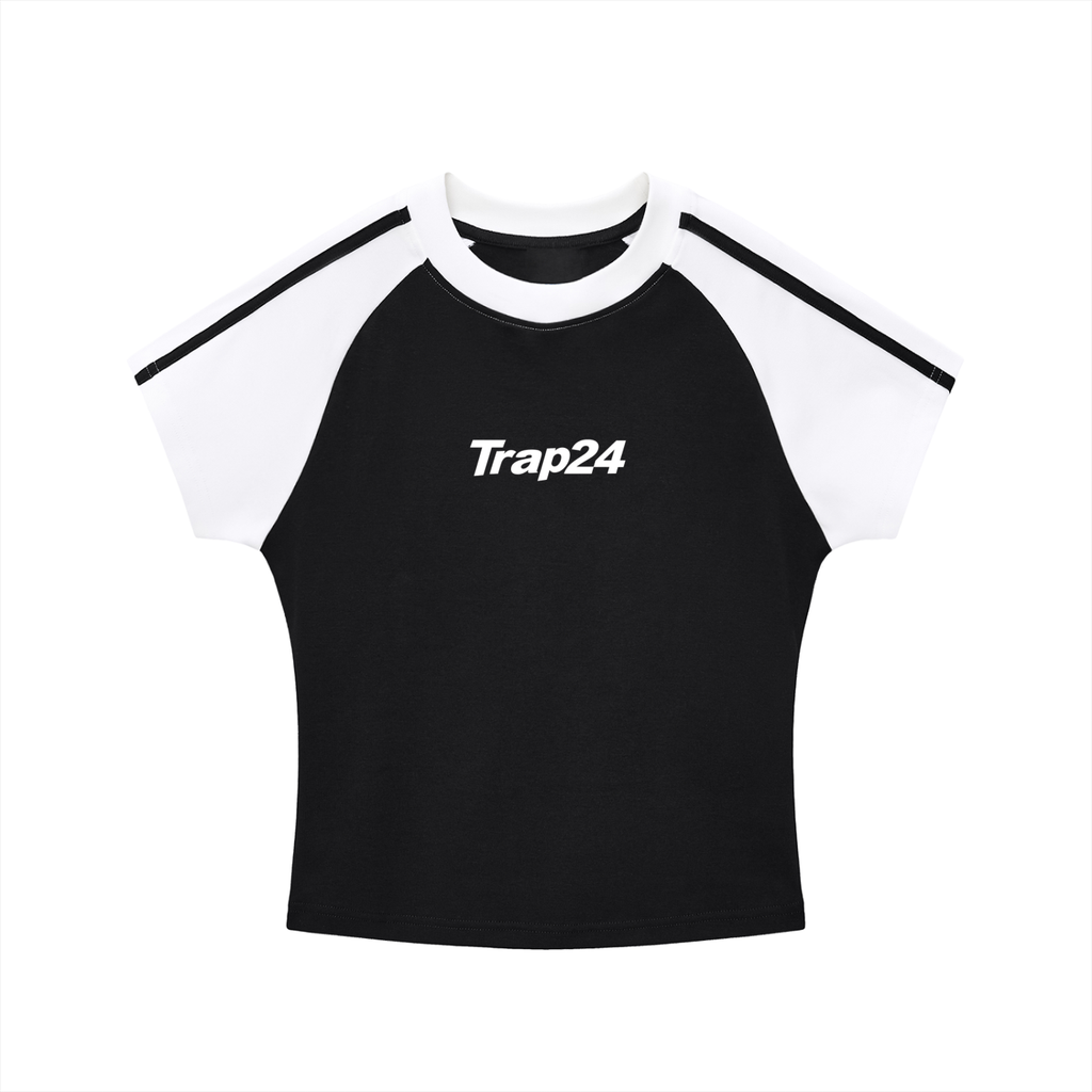 Contrast Stripes Bodycon Raglan  Sleeve T-Shirt