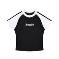 Contrast Stripes Bodycon Raglan  Sleeve T-Shirt