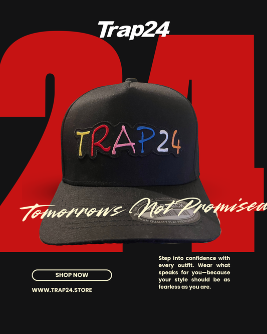 Trap24 Embroidered Fitted cap step 2 COLLECTION (black)