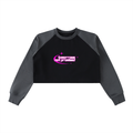 Raw-Hem Color-Block Raglan Crop Sweatshirt