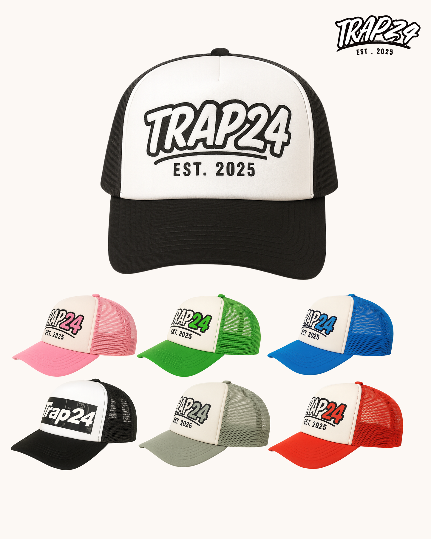 TRAP 24 staple trucker hat (STEP 1)