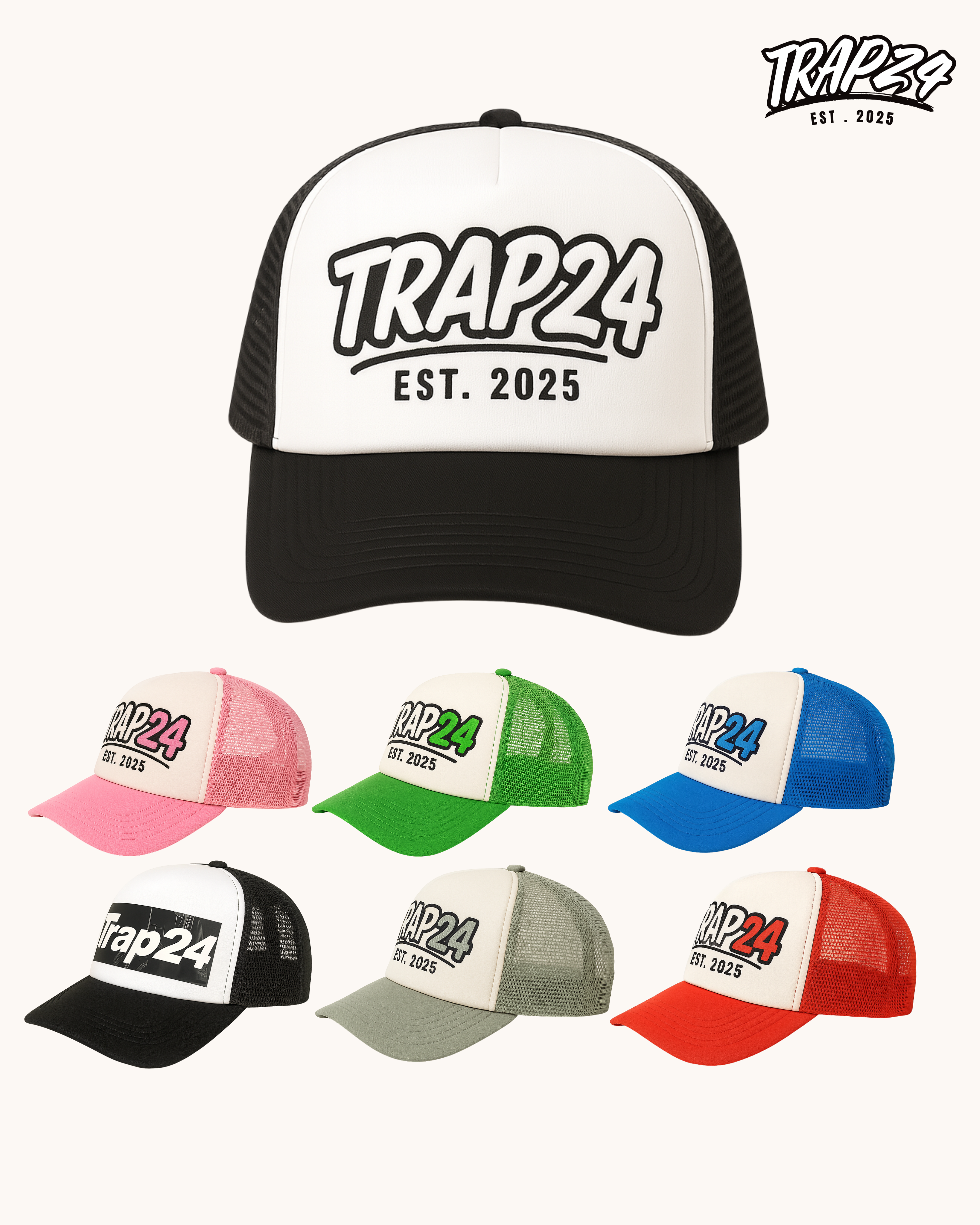 TRAP 24 staple trucker hat (STEP 1)