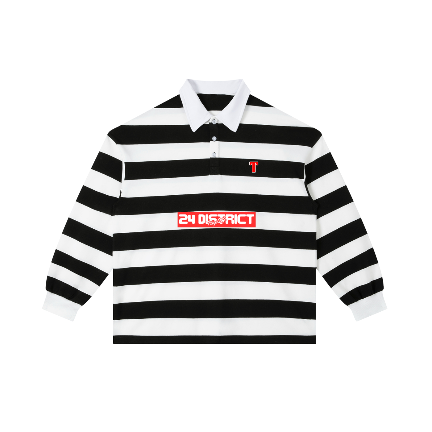 rugby graphic Color Block Stripe Polo Shirt