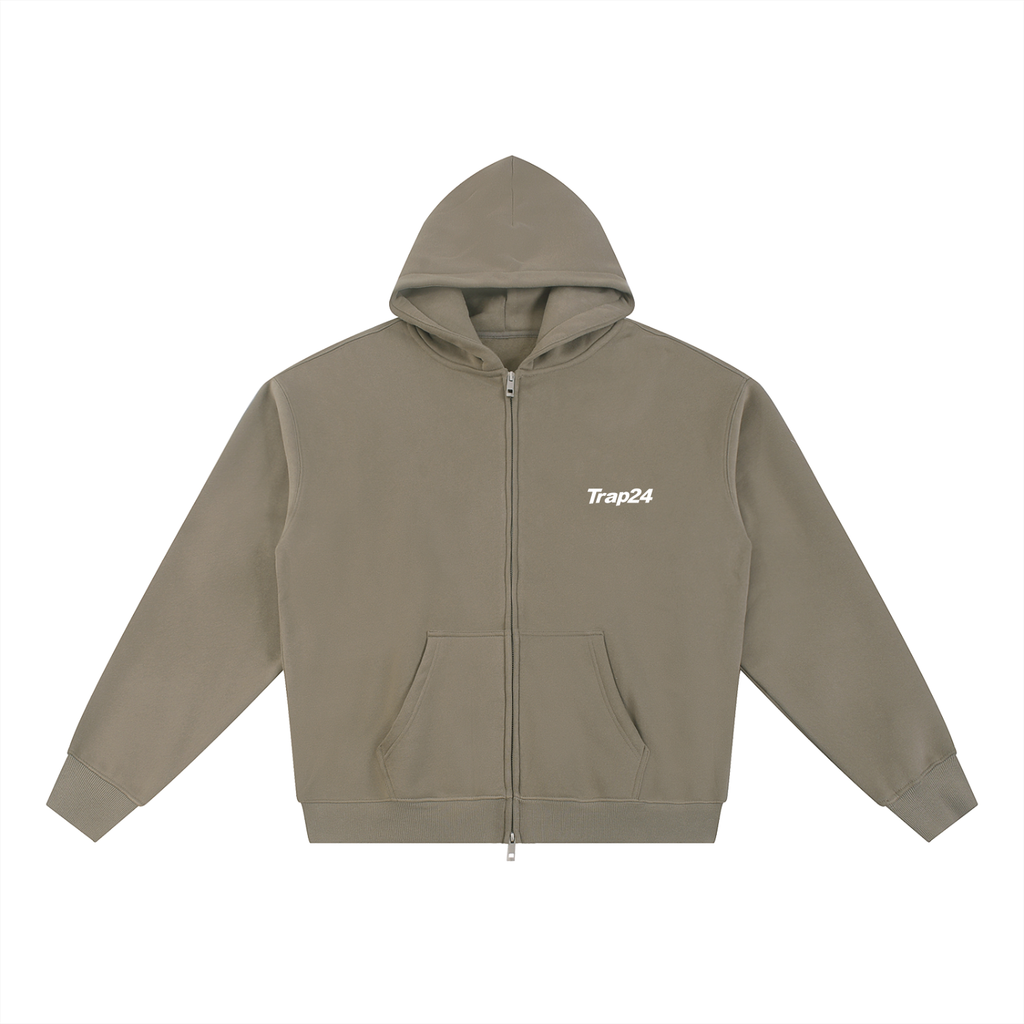 TRAP24 Essential Fleece Zip-Through Hoodie