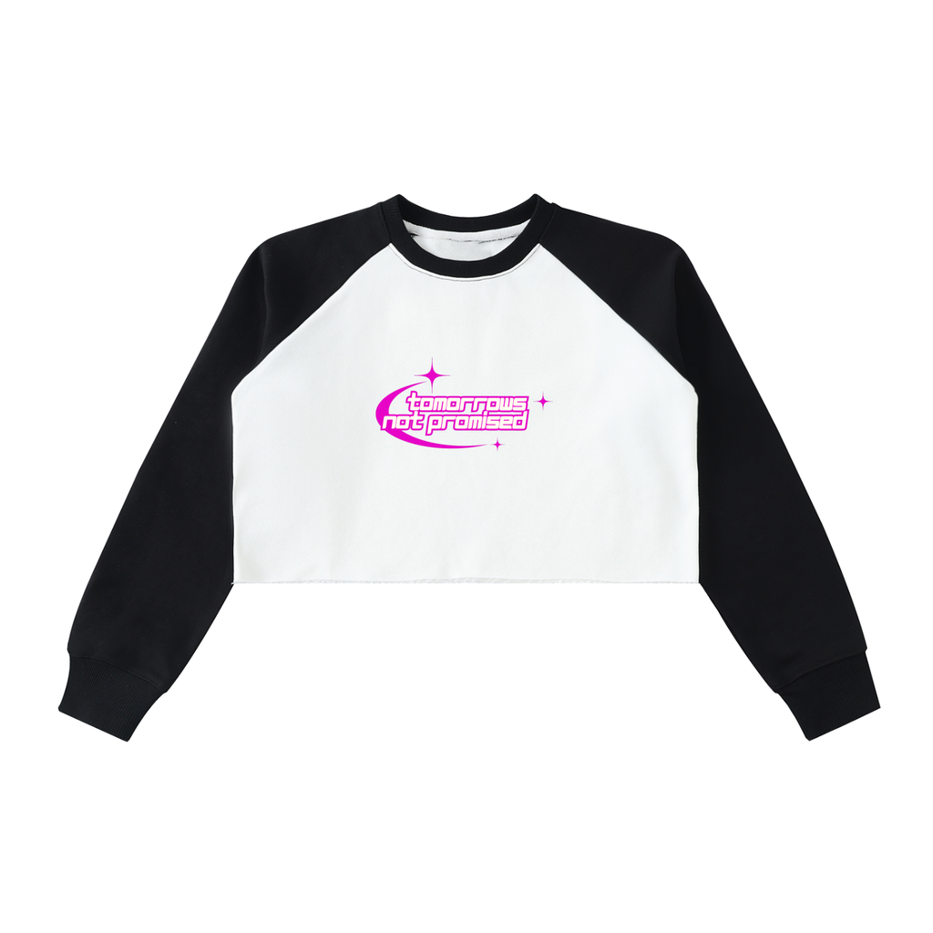 Raw-Hem Color-Block Raglan Crop Sweatshirt