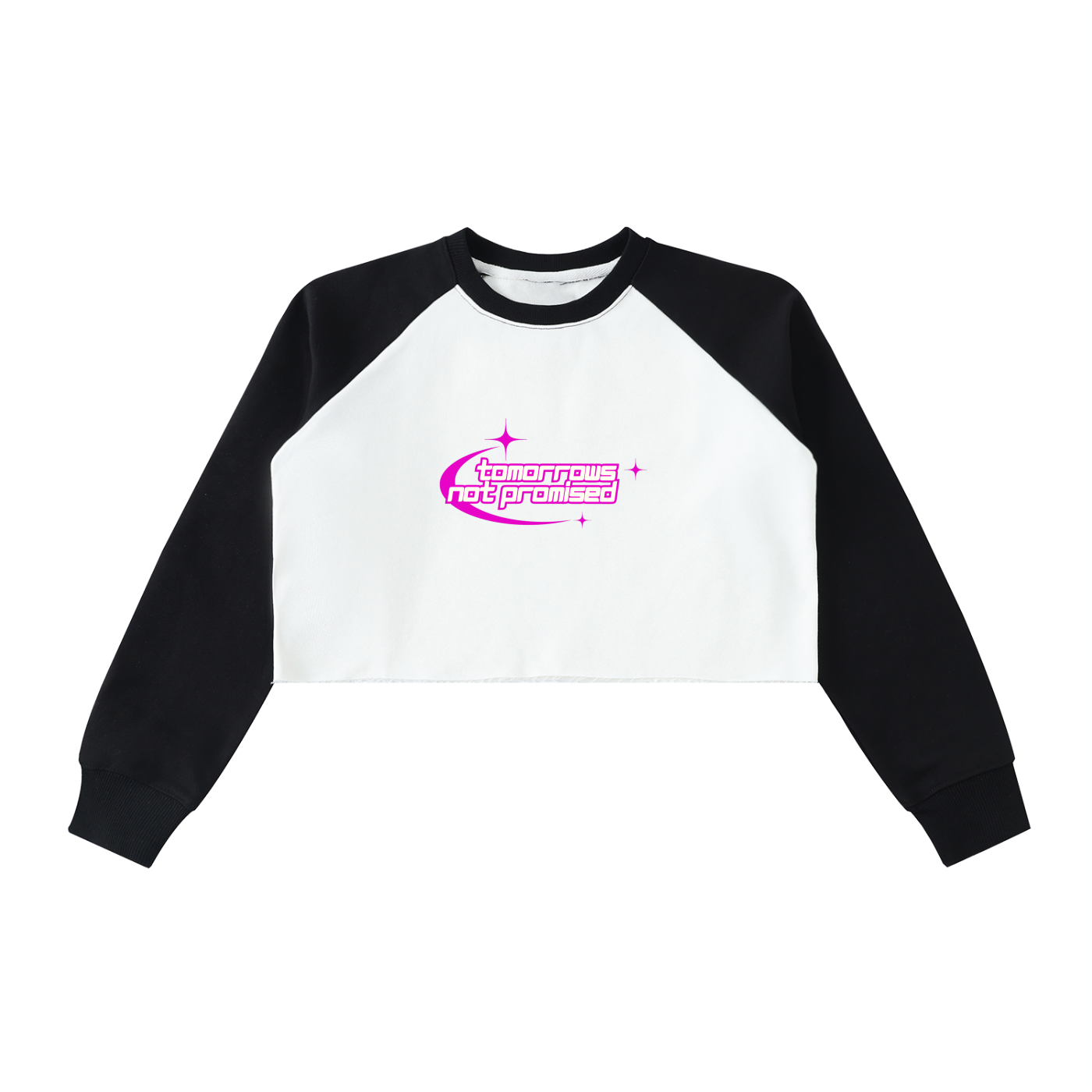 Raw-Hem Color-Block Raglan Crop Sweatshirt