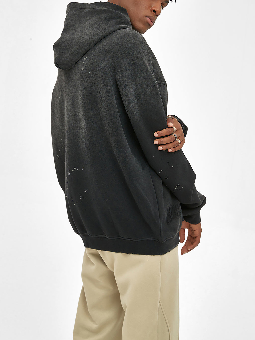 trap24 graphic Vintage Washed Frayed Fleece Hoodie