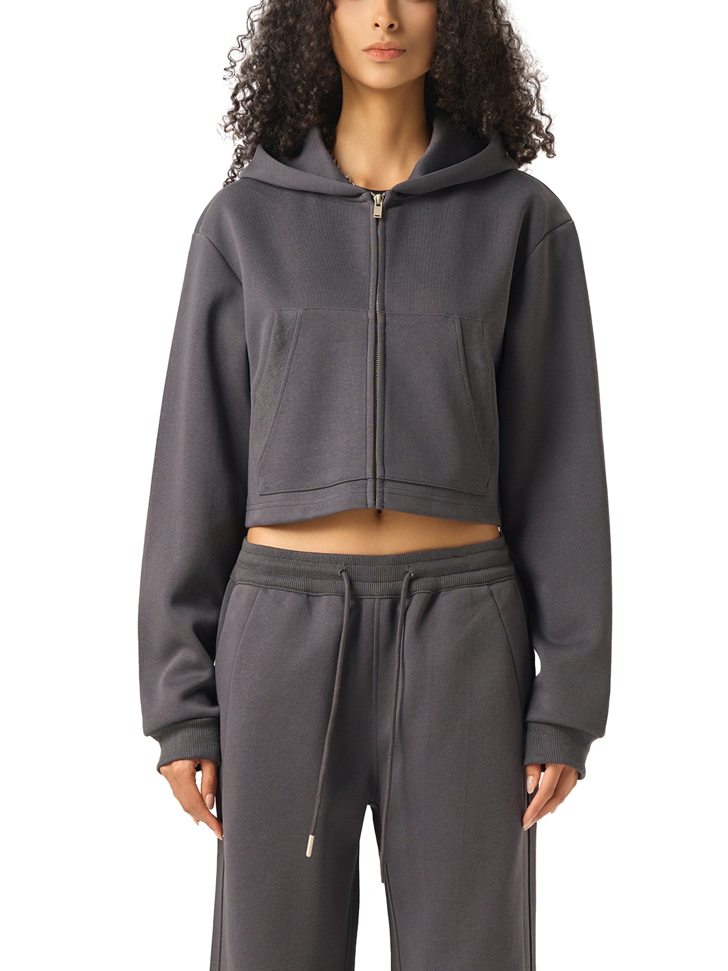 Essential Cropped Zip-Up Hoodie